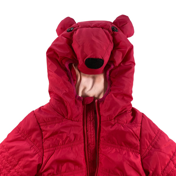 Golf & Baby Girl's Hot Pink Puffer Jacket with 3D Ears 3-6 months - Picture 2 of 7